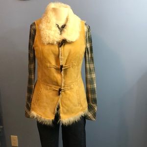 Eddie Bauer Tan Suede and Shearling Vest